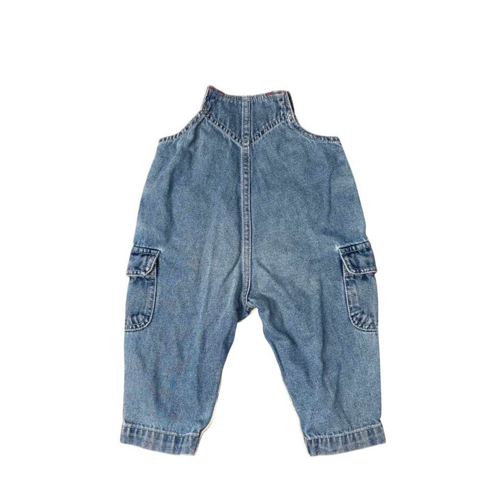 Disney Pooh Denim Overalls Baby 12M Blue Good Vintage Cargo Embroidered - Picture 3 of 4